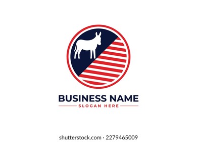 Political campaign logo design with flag and horses or ass with circle