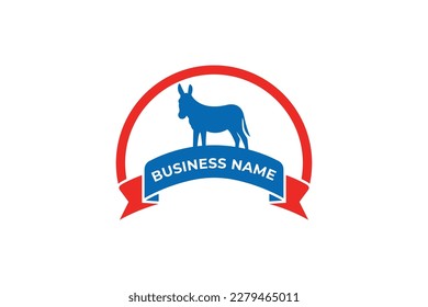 Political campaign logo design with flag and horses or ass with circle