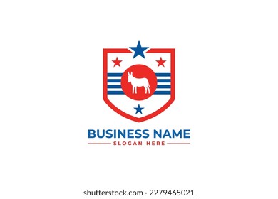 Political campaign logo design with flag and horses or ass with circle