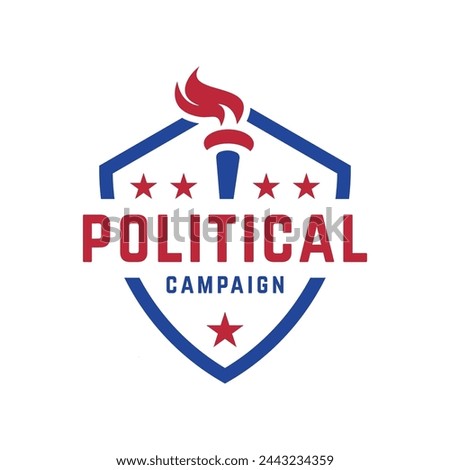 Political Campaign Shield Star Fire Torch Logo design vector template