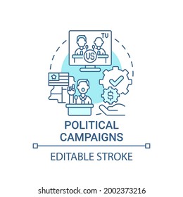 Political campaigns fundraiser concept icon. Fundraising abstract idea thin line illustration. Special interest group donation. Election finance. Vector isolated outline color drawing. Editable stroke