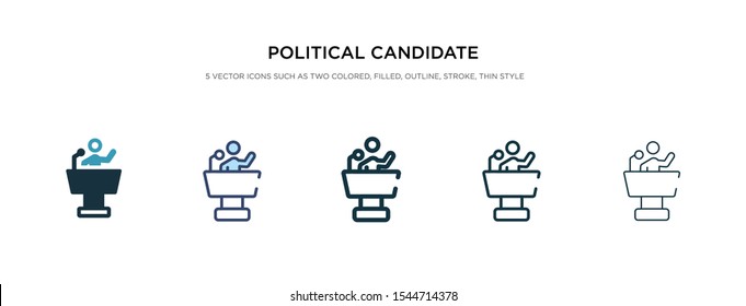 political candidate speech icon in different style vector illustration. two colored and black political candidate speech vector icons designed in filled, outline, line and stroke style can be used