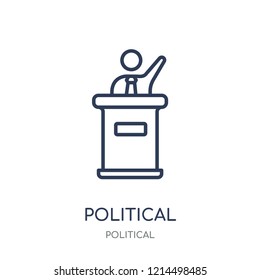 Political candidate speech icon. Political candidate speech linear symbol design from Political collection. Simple outline element vector illustration on white background.