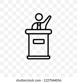 Political candidate speech vector linear icon isolated on transparent background, Political candidate speech transparency concept can be used for web and mobile