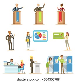 Political Candidates And Voting Process Series Of Democratic Elections Themed Illustrations