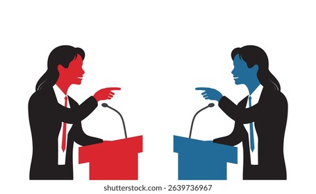political debate vector illustration women debate design