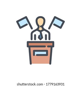 Political Debates color line icon. Pre-election Debates vector outline colorful sign.