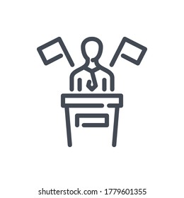 Political Debates line icon. Pre-election Debates vector outline sign.
