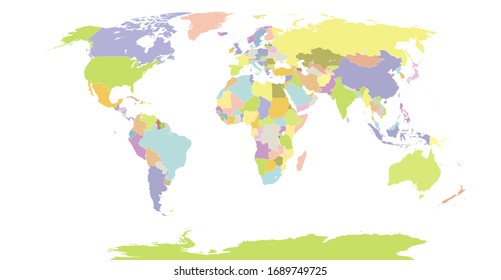 Political detail world map with separated country. Vector illustration