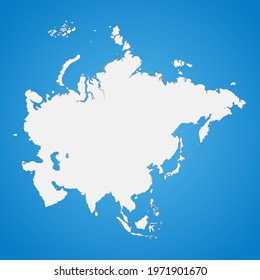 The political detailed map of the continent of Asia with full Russia with borders of countries