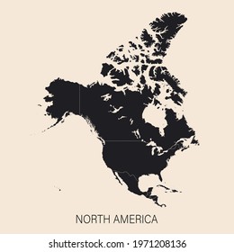 The political detailed map of the continent of North America with borders
