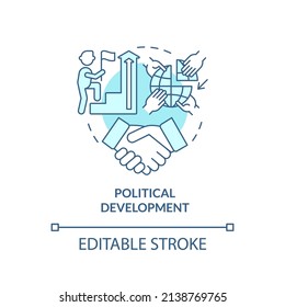 Political Development Turquoise Concept Icon. National Safety. Community Security Abstract Idea Thin Line Illustration. Isolated Outline Drawing. Editable Stroke. Arial, Myriad Pro-Bold Fonts Used