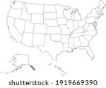 Political divisions of the US. Map outlines on white background