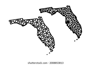 Political divisions of the US. State Florida. Map outlines on white background