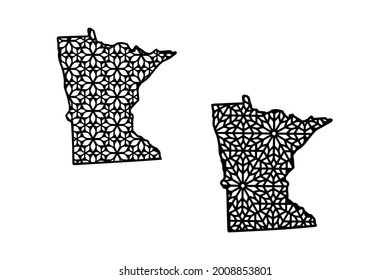 Political divisions of the US. State Minnesota. Map outlines on white background