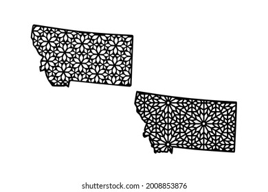 Political divisions of the US. State Montana. Map outlines on white background