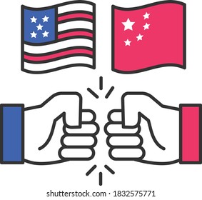 Political and economic confrontation between China and the United States Concept vector Icon Design, Presidential elections in United States Symbol on White background