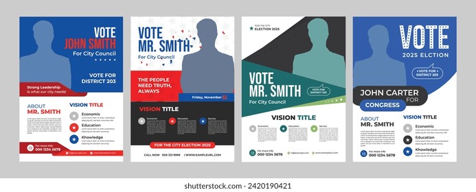 planilla de volante para las elecciones políticas. prima vectorial editable del folleto de la campaña electoral. 