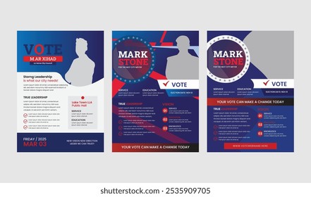 political election flyer template. Vector premium editable flyer leaflet layout for a voting campaign poster design.