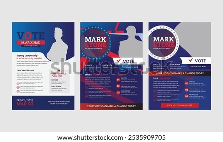 political election flyer template. Vector premium editable flyer leaflet layout for a voting campaign poster design.
