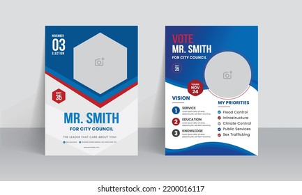 Political Election Flyer Template With Vote Campaign Leaflet Poster Layout Design