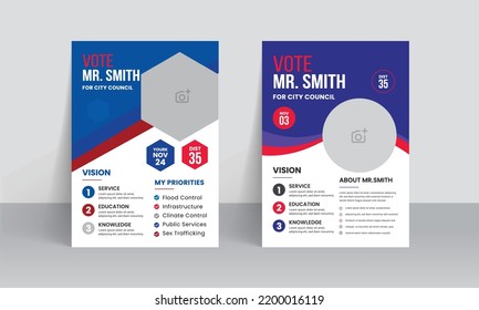 Political Election Flyer Template With Vote Campaign Leaflet Poster Layout Design