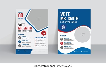 Political election flyer Template with vote campaign leaflet Poster layout design