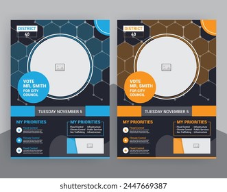 Political election flyer Template with vote campaign brochure cover layout design