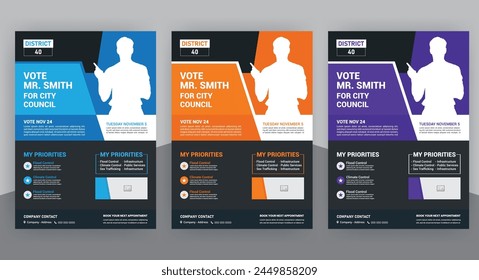 Political election flyer Template with vote campaign brochure cover layout template