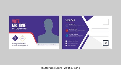 political election post card design. modern election postcard or eddm postcard design template.
