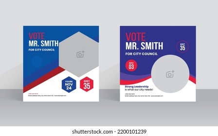 Political Election Social Media Post And Square Flyer, Poster Template