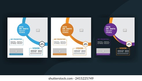 Political election social media poster Template with vote campaign brochure cover layout design