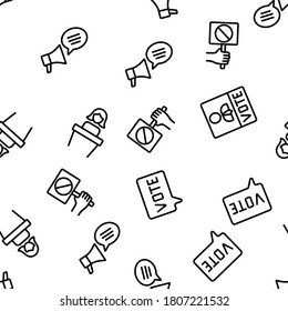 Political Election Vector Seamless Pattern Thin Line Illustration
