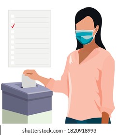 political election woman makes her choice voting form vector