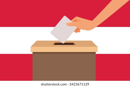 
Political Elections in Austria and People Voting Vector Concept Illustration. Austrian people voting for new government in national elections 
