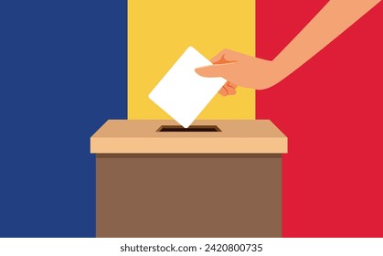 
Political Elections in Romania and People Voting Vector Concept Illustration. Romanian people voting for new government in national elections 
