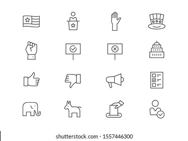 Political elections thin line vector icons. Editable stroke.