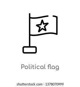 political flag vector line icon. Simple element illustration. political flag outline icon from political concept. Can be used for web and mobile