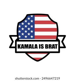 Political graphic featuring american flag with text statement about kamala in bold design