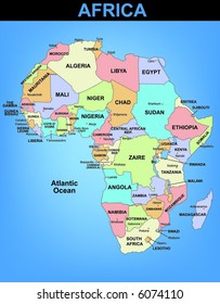 Political illustrated map of Africa