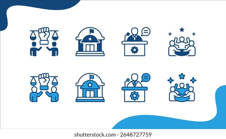Liderança política bandeira web ícone vetorial ilustração para os direitos civis, Legislativo, Discurso, Partido político.