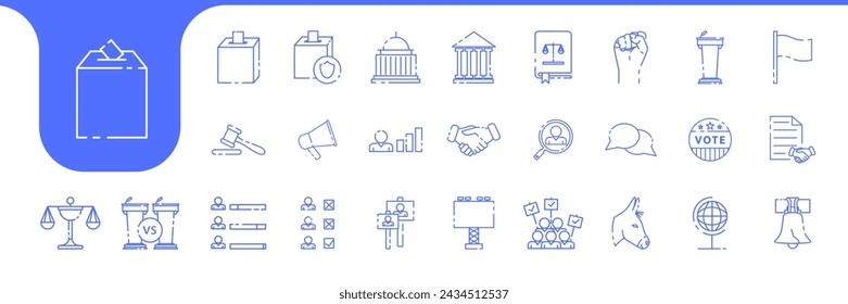 political lines icon set collection design vector