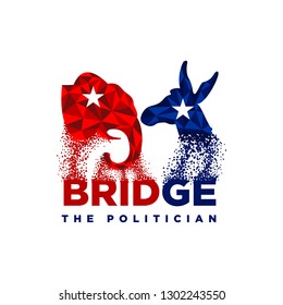 Political Logo Design Inspiration, Republican And Democrat Logo Design, Donkey Logo Design, Elephant Logo Design Isolated On White Background