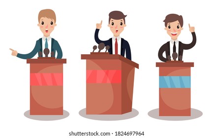 Political Man Candidates Speaking Tribune Vector Stock Vector (Royalty ...