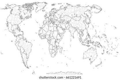 Outline World Map Vector Isolated On Stock Vector (Royalty Free) 1523909945