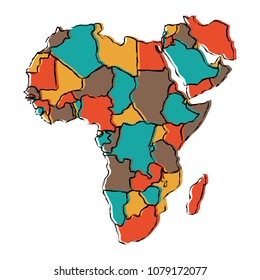 Africa Map Borders Countries Stock Illustration 742659370