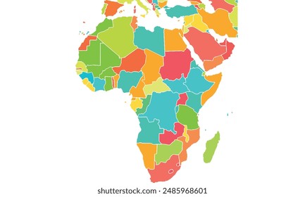 Political map of Africa isolated on white background.modern colorful style. for website layouts, background, education, precise, customizable, Travel worldwide, map silhouette backdrop,earth.