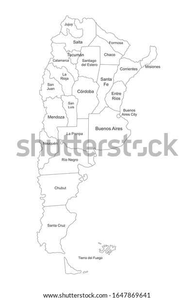 Political Map Argentina Name Labels Perfect Stock Vector (Royalty Free ...