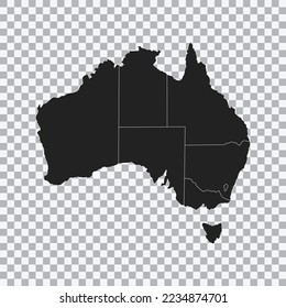 Political map of the Australia isolated on transparent background. High detailed vector illustration.