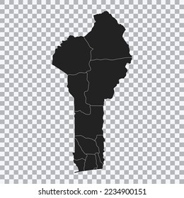 Political map of the Benin isolated on transparent background. High detailed vector illustration.